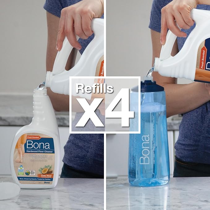 Bona Hardwood Floor Cleaner Refill - 128 fl oz - Cedar Wood Scent - Residue-Free Floor Cleaning Solution Spray Mop and Spray Bottle Refill - For Wood Floors