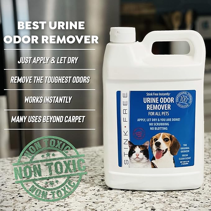 Pet Urine Odor Eliminator and Remover for Cat and Dog Urine, Oxidizer Based Pee Cleaner Destroyer for Carpets, Rugs, Mattress, etc. 128 Oz (1 Gallon)