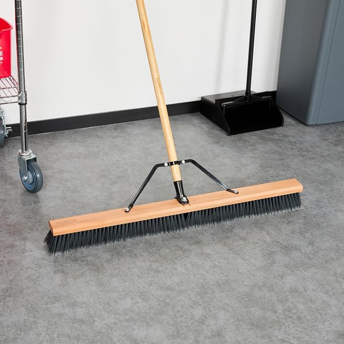 Restaurantware-BROOM HEAD ONLY: Clean Tek Professional 36-Inch Broom Head, 1 Heavy-Duty Push Cleaning Tool - Handle And Brace Sold Separately, Medium Plastic Bristles, Wooden, Commercial Use