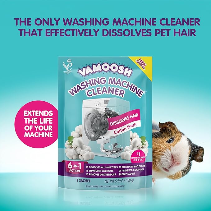 Vamoosh Washing Machine Cleaner with Hair Dissolving Formula | Prevents Blockage | Cotton Fresh Scent | Removes Limescale | Deep Clean | Eliminates Odor | Descales | 150g (Pack of 1)