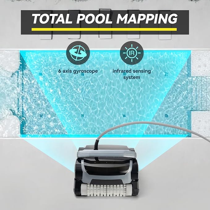 Fully Automatic Robot Swimming Pool Vacuum Cleaner, with Wall-Climbing Function, 360 Degree Kink Free Patented Technology, Swimming Pool Cleaning Robot, Large Filter Installed On The Top,56 Ft
