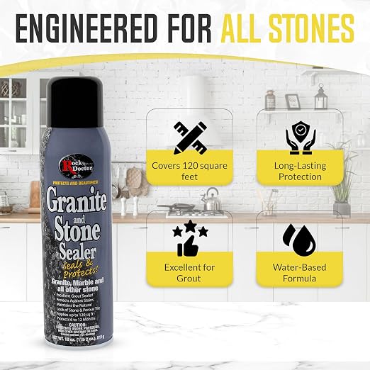 Rock Doctor Granite Sealer for Marble, Stone, and Tile Countertops, Vibrant Shine with Stain Resistant Moisture Protection, Interior and Exterior Use, Pack of 2