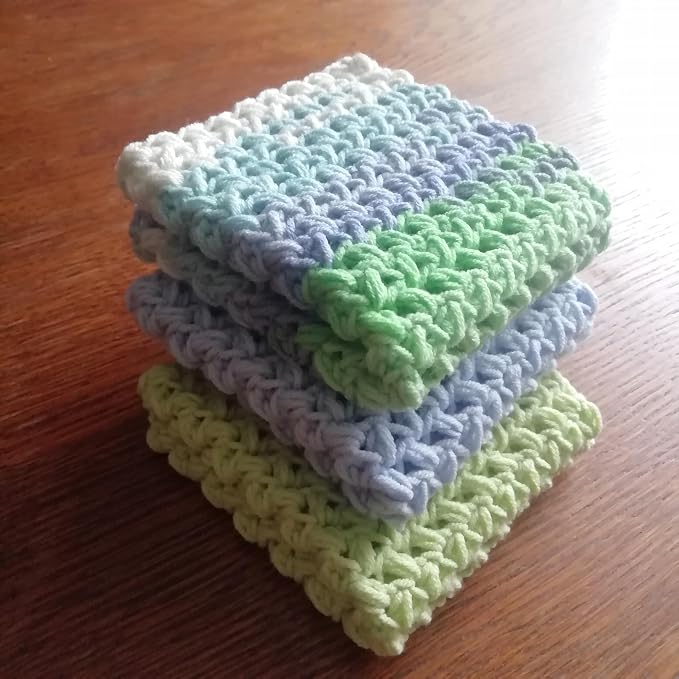Set 3 Cotton Pastel Dish Rags Crochet Reusable Washcloth Knitted Volume Kitchen Dish Cloth Absorbente Widely Use