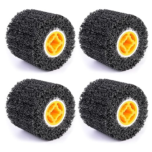4 Pcs Abrasive Drawing Wheel Surface Conditioning Tool, 4.5" x 4" Wire Wheel Burnishing Tool for Metal Polishing Paint, Rust, Oxidation - 3/4" Quad Keyway for Hand held Polishing Machine(4)