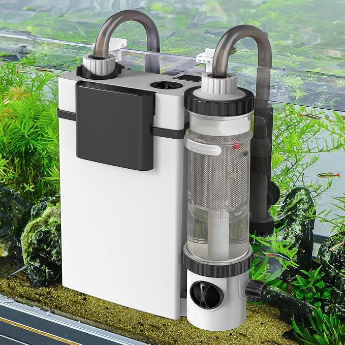 hygger Quiet Hang On Back Aquarium Filter 5-30 Gallon Small Fish Tank Canister Filter with Surface Skimmer Spray Bar 3 Floss Pads Bio Filter Media Adjustable Flow, Easy Water Change 132 GPH