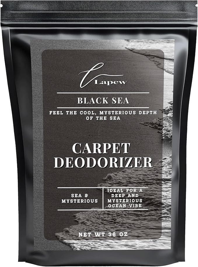 Lapew Black Sea Carpet Deodorizer Powder - Pet Safe Freshener for Vacuuming | Scented Odor Eliminator for Home | 36 oz