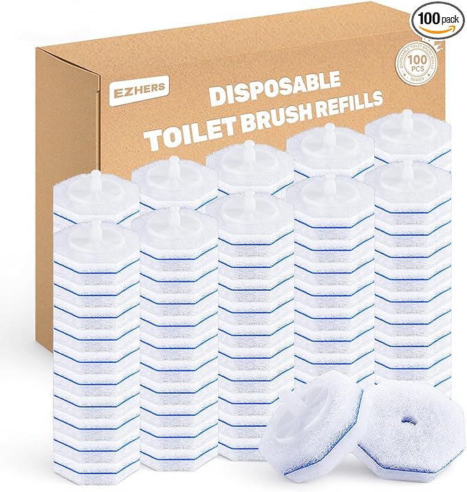 100 Count Toilet Wand Refills Compatible for Clorox, 5X Cleaning Power Toilet Bowl Wand Refills & High-Density Disposable Toilet Brush Scrubber - No Falling Apart, Instant Foam Cleaning