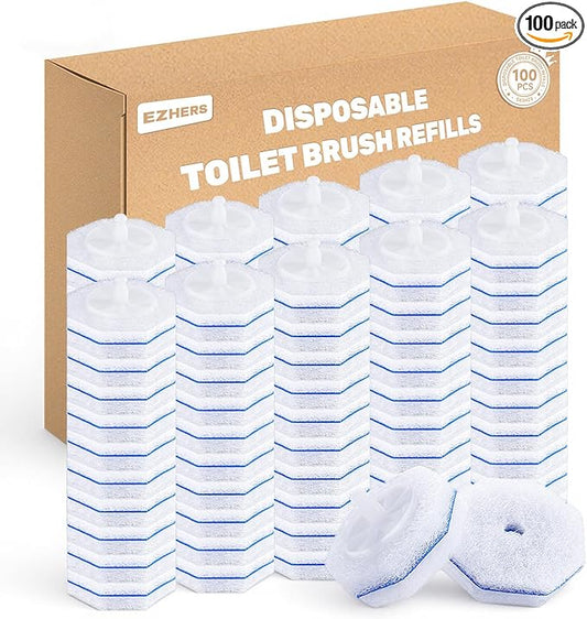100 Count Toilet Wand Refills Compatible for Clorox, 5X Cleaning Power Toilet Bowl Wand Refills & High-Density Disposable Toilet Brush Scrubber - No Falling Apart, Instant Foam Cleaning