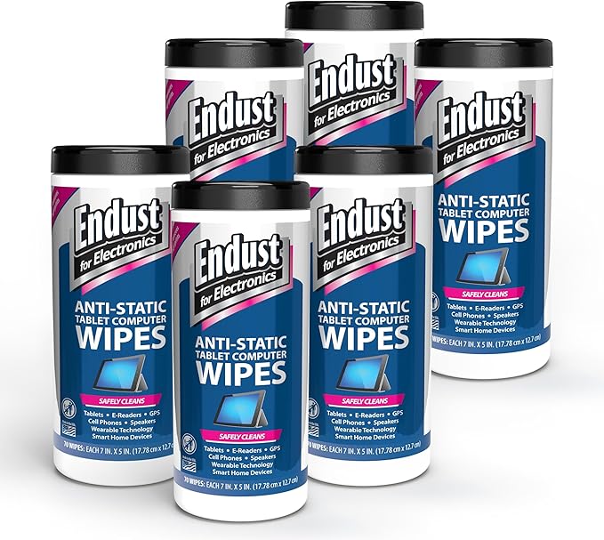 Endust For Electronics 6 Pack Screen Cleaner Wipes, Electronics Surface Cleaning Wipes, For Tablet, E-Reader, Monitors, Laptop, Phone, TV, GPS, Pre-Moistened, Alcohol & Ammonia Free, 70 Count (12596)…