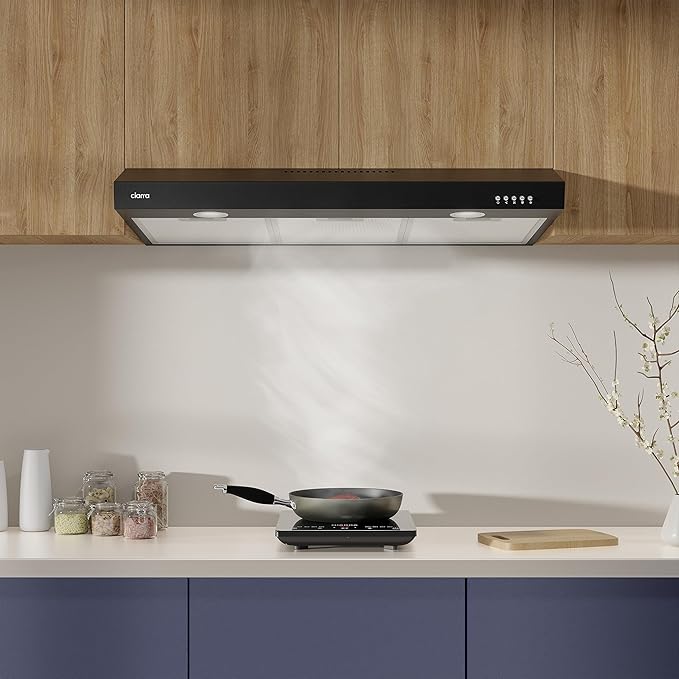 CIARRA Black Range Hood 30 inch Under Cabinet Ductless Ducted Convertible, Slim Kitchen Stove Vent Hood with 3 Speed Exhaust Fan