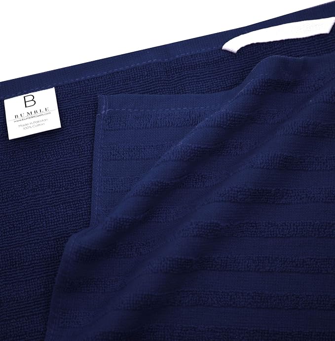 Premium Kitchen Towels (20”x 28”, 6 Pack) | Large Cotton Dish Towels | Flat & Terry Highly Absorbent Kitchen Linen Set with Hanging Loop | Navy Blue Striped