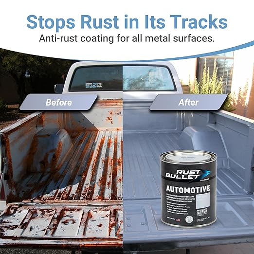RUST BULLET Automotive - Metallic Gray - (2) 1/4 Pints- Rust Inhibitor & Protective Coating for Cars, Trucks, & Metal Surfaces, UV Resistant, No Topcoat Needed