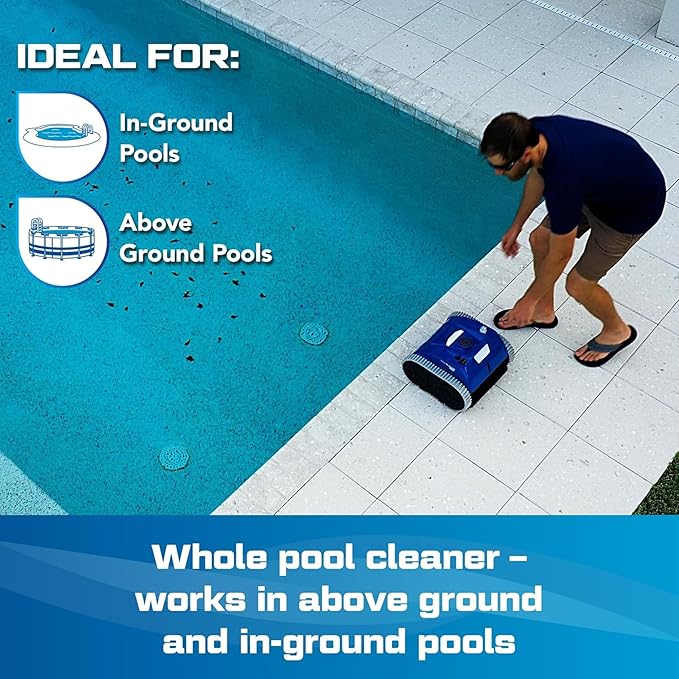 (All-New 2026) POOL BLASTER CX-300 Cordless Robotic Pool Cleaner for Smaller Inground & Above Ground Pools, 2.5 Hr Runtime, Wall Climbing, Smart Navigation, Rechargeable, Lightweight Robot Pool Vacuum