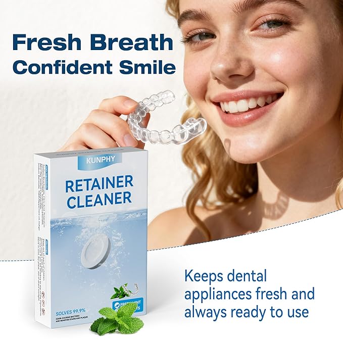 KUNPHY Dentures Cleaning Tablets for Dentures, Mouth Guards (Blue)