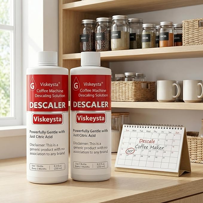 Descaling Solution Compatible with Braun Coffee Machines, 2 Bottles (250ml/8.5 fl oz each)