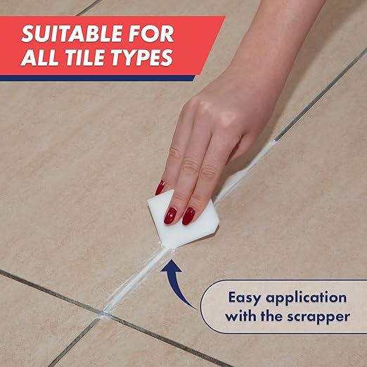 ZippySolve Tile Grout, Repair Kit, Restore & Renew Tile Joints Line, Fast Drying Grout Paint Squeeze Tube for Bathroom Shower Kitchen Floor, Waterproof (8.8 oz, White)