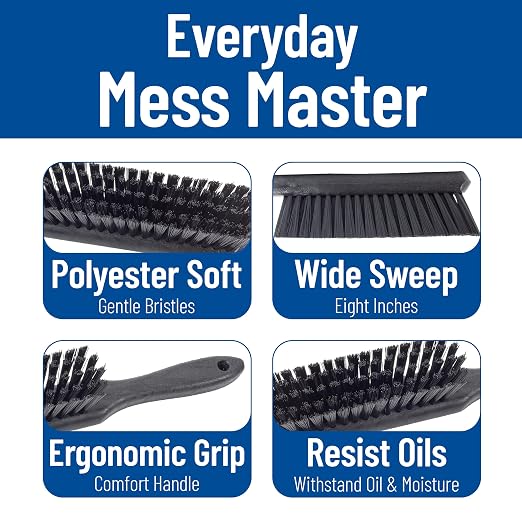 SPARTA 8 Inch Soft Counter Brush with Polyester Bristles and 5 Inch Handle, Color Coded Handheld Broom for Tables Countertops and Foodservice Surfaces, 13 Inch Overall Length, Black, Pack of 6