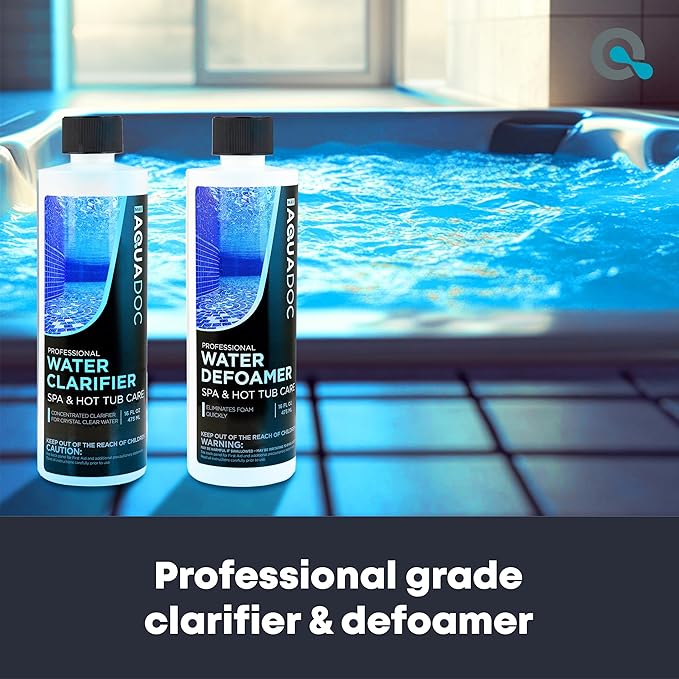 AquaDoc Spa Clarifier & Spa Defoamer Hot Tub Chemical Kit - Includes 16oz Water Clarifier & 16oz Anti-Foam for Hot Tubs