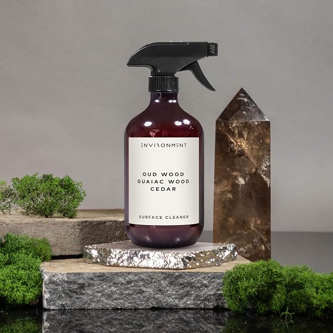 ENVIRONMENT Inspired by Designer TF Oud Wood Surface Cleaner, 16oz Luxury Surface Cleaner (Oud | Guaiac | Cedar) Home Essentials, Scented Cleaning Products, Vegan & Cruelty-Free