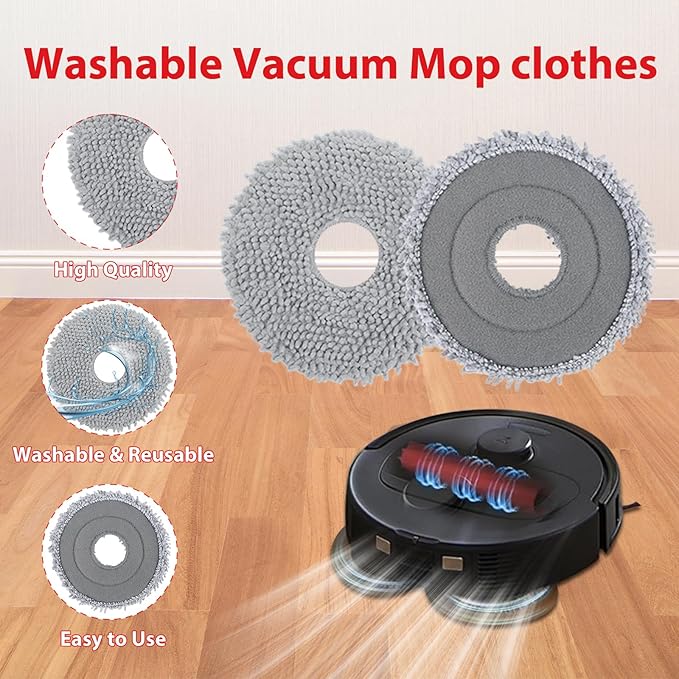 21 Pack Replacement Accessories Fit for Roborock QV 35A, QV 35S, QR 598, QR 798 Robot Vacuum,1 Main Brush,6 Side Brushes,4 HEPA Filters,4 Mop Pads,4 Dust Bags