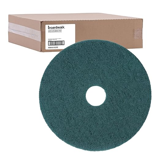 Boardwalk BWK4018GRE 18 in. Diameter Heavy-Duty Scrubbing Floor Pads - Green (5/Carton)