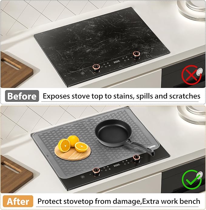 Extra Large 30 x 24 Inch Silicone Dish Drying Mat for Dish Drying Rack, Easy Clean Silicone Drying Mat for Kitchen Counter, Non-Slip Dish Drain Matt, Heat Resistant Silicon Dish Mat, Gray, SAPID