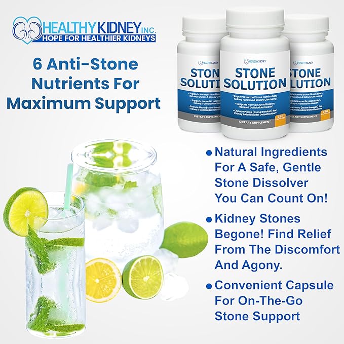 Stone Solution Capsules- Natural Dissolver, Kidney Stone Support & Kidney Cleanser Chanca Piedra Stone Breaker Gallbladder Cleanse, Flush & Stop Recurrence, Stone Relief 60 Servings