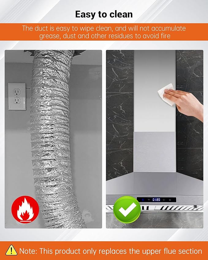 31.5" x 8" x 6.7" Range Hood Chimney Extension Fit for SNDOAS GD24 GD17 (Assembly Required), Stainless Steel Range Hood Extension Duct Cover (Upper Piece) Make Sure You Confirm the Chimney Size