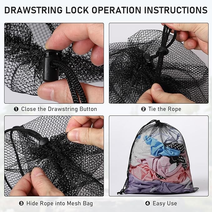10PCS Durable Delicate Laundry Bag - Multicolor Nylon Mesh Bag - Small Gym Travel Beach Storage Bag - Locking Closure - For College, Gym, Yoga, Sport