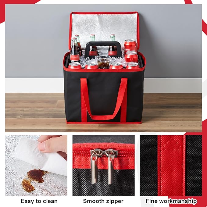 Maxdot 4 Pack Insulated Food Delivery Bag and Portable Drink Carrier with Handle Cup Caddy Portable Storage Bag Hot& Cold Meal Carrier for Delivering Cold Hot Food Pizza Drinks Milk Tea Coffee