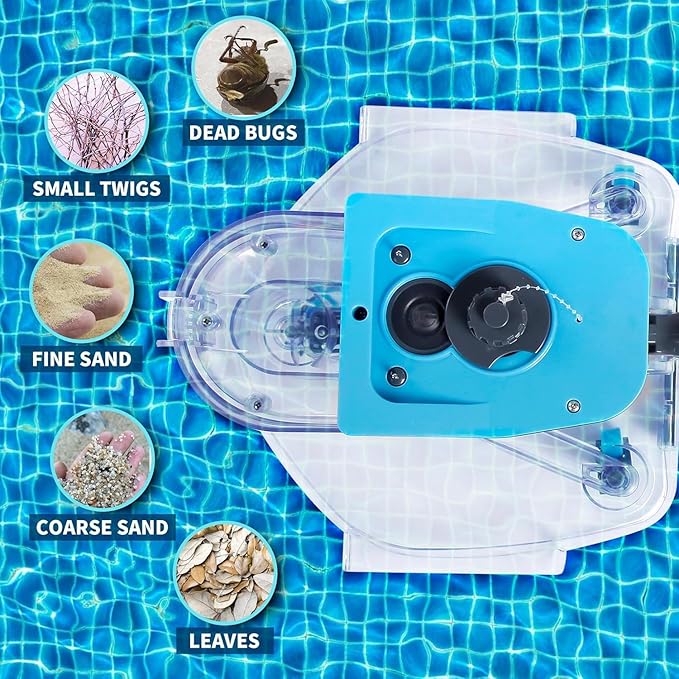 Leaf Eater, Heavy-Duty Cordless Pool Vacuum Cleaner with Dual Filter Bags,with Pole,Powerful Suction, Rechargeable, Effortless Leaf & Debris Removal, for Above Ground Pools & In Ground Pools