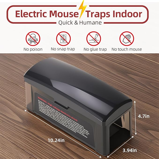 2026 Transparent Electric Mouse Trap Zapper with Powerful Voltage,Effective Electronic Mouse Traps Indoor for Home,No-Touch Disposal,Reusable Mice Catcher for Kitchen,Living Room,Garage (1Pack)