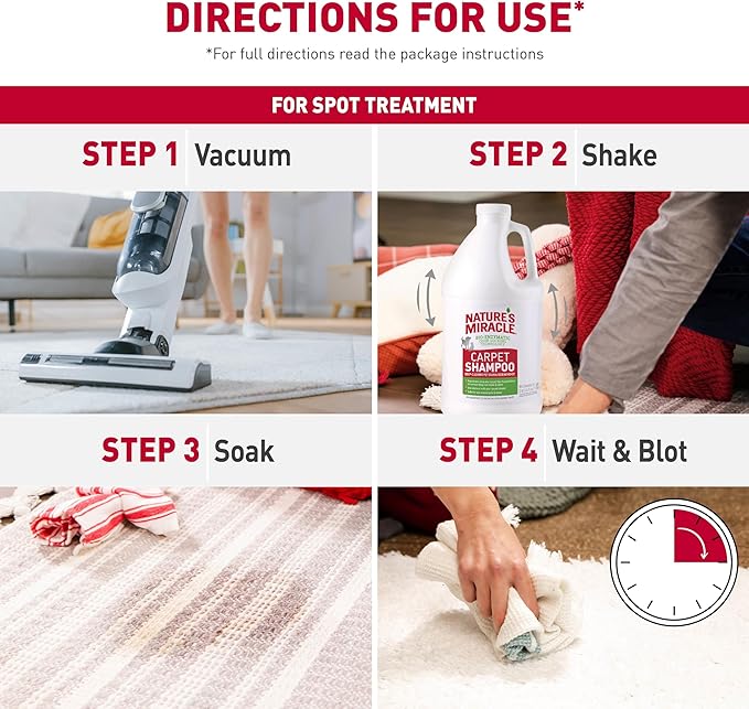Nature’s Miracle Carpet Shampoo, Bio-Enzymatic Deep-Cleaning Pet Stain And Odor Remover, 64 oz