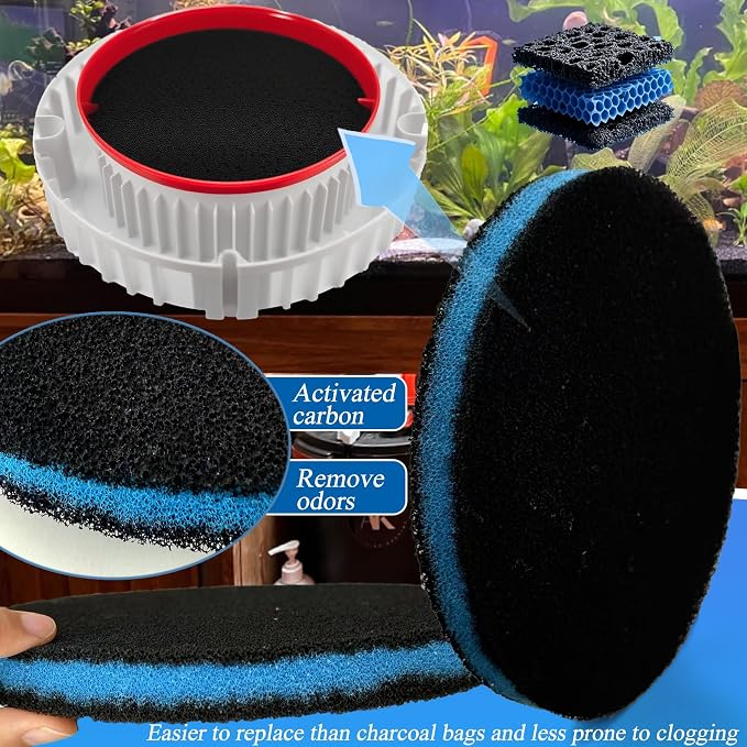 36 PCS Replacement Filter Media Kit for Fluval FX4/FX5/FX6 Aquarium Filters, Including 6 Upgraded 3in1 Carbon Pad, 6 Polishing Pads, 6 Fine Polishing Pads, 6 Bio-Foam Block, 6 Bio-Foam Pads, Media