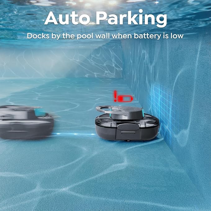 S1 Pro Cordless Robotic Pool Cleaner, 130-Min Runtime, Cleans Up to 1,292 Sq.Ft, Dual-Motor Pool Vacuum, Automatic Cleaner with Large Filter Basket, Fast Charging & Self-Parking (Soft Gray)