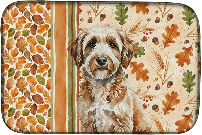 Caroline's Treasures Lagotto Romagnolo Heirloom Fall Dish Drying Mat Absorbent Dish Drying Mat Pad for Kitchen Counter Dish Drainer Mat for Countertop, 14 x 21", Multicolor