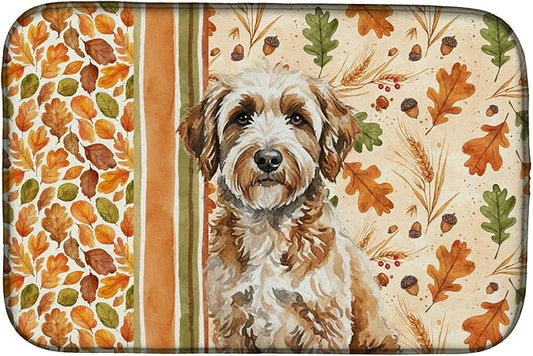 Caroline's Treasures Lagotto Romagnolo Heirloom Fall Dish Drying Mat Absorbent Dish Drying Mat Pad for Kitchen Counter Dish Drainer Mat for Countertop, 14 x 21", Multicolor