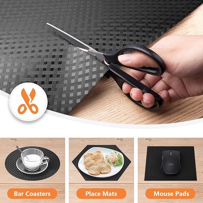 Shelf Liners for Kitchen Cabinets Refrigerator Liners Waterproof & Oil-Proof Kitchen Cupboard Liner Non-Slip Drawer Mats EVA Material Non Adhesive Fridge Liner for Shelves - Black 23.6 x 78.7 Inches