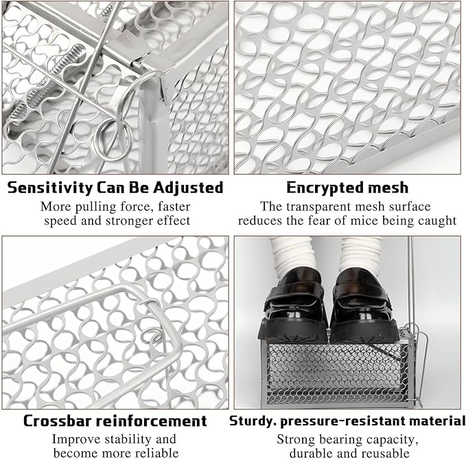 Qualirey 2 Pcs Humane Rat Trap Chipmunk Rodent Mouse Squirrel Trap 9.1 x 4.5 x 4.5 Inches Live Animal Mouse Voles Hamsters Live Cage Rat Cage for Mice Easy to Catch and Release (Silver)