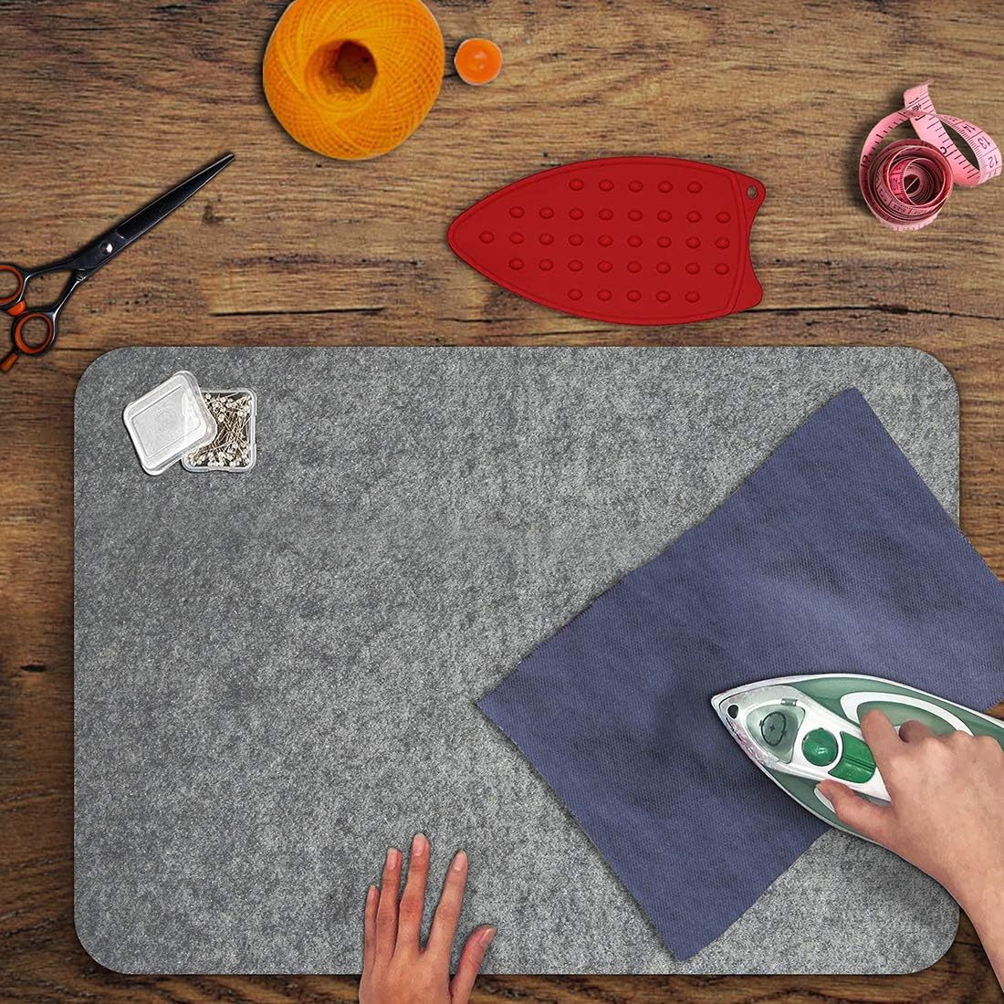 ZOMONETI 24" x 18" Wool Pressing Mat 100% New Zealand Felted Wool Ironing Mat Pad Blanket for Quilter, Sewing, Quilting Supplies and Notions