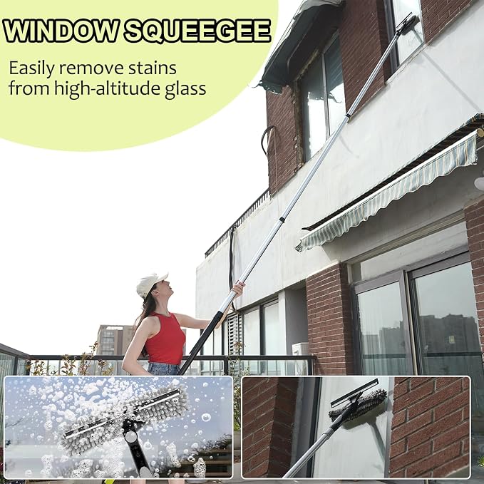 【Upgrade Anti Rotation 】 36ft High Reach Duster Kit,5-36ft Lightweight Aluminum Alloy Extension Rod,7-Piece Set,210° Steering Head Clean Various Angle,for Cleaning Ceiling,High Wall