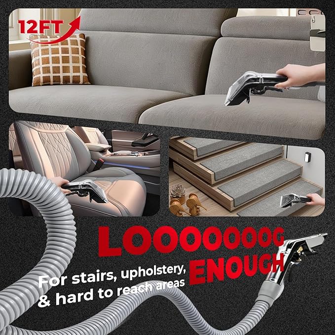 OEM Standard Upholstery Tool Attachment, Better Extractor Hose Kit Compatible with Mighty Pro|Mighty Pro X3|Wide Track Carpet Cleaning Machines, Shop Vac Extractor Kit for Carpet & Upholstery Cleaning