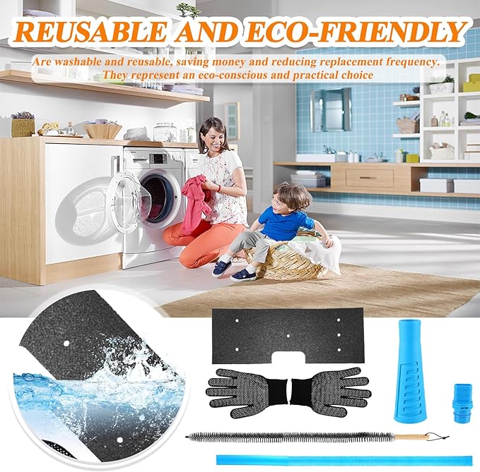 4 Pack WH01X35719 Lint Filte for GE Profile Washer Dryer Combo with Clothes Dryer Vent Cleaner Kit, Dryer Vent Brush Included