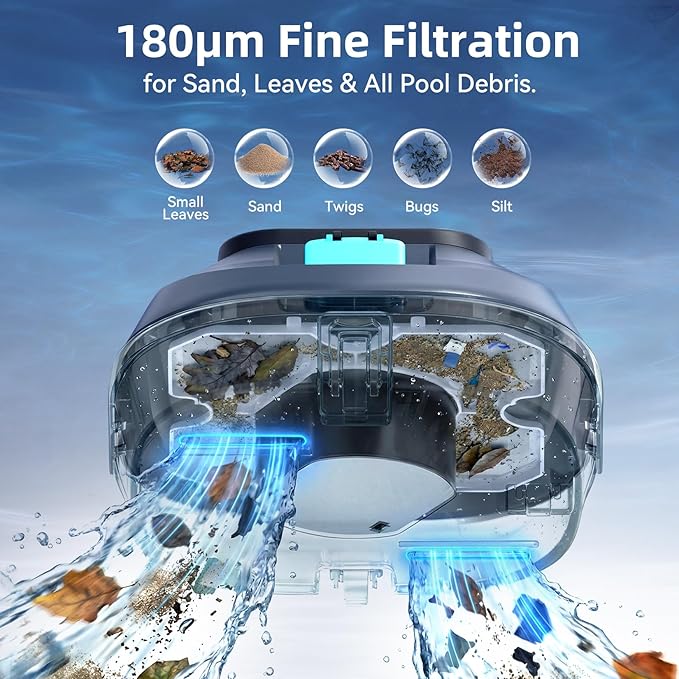 X2 Robotic Pool Vacuum, Cordless Pool Cleaner with 200-Min Runtime, Auto-Parking, for Above-Ground & Flat-Bottom Inground Pools up to 1290 sq.ft