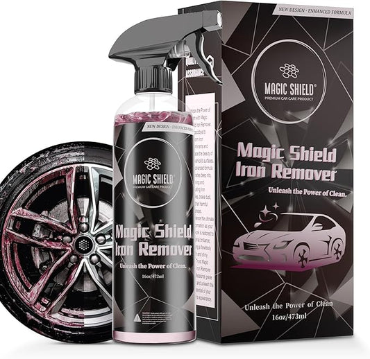 Magic Shield Iron Remover Spray for Cars 16oz - pH-Neutral Iron and Fallout Remover for Car, Motorcycle, RV & Boat | 5-Minute Reaction, Effective on Wheels & Paint | All-In-One Solution