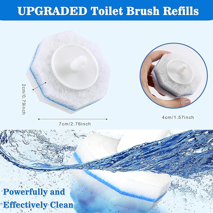 50Pcs Toilet Brush Wand Refills Compatible with Clorox Toilet Wand, 5X Cleaning Power Toilets Bowl Cleaners, Disposable Toilets Brush Refill Replacement Heads for Bathroom Cleaning
