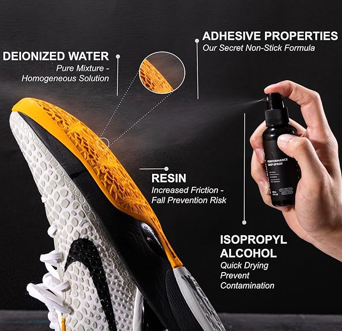 Traction+ Premium Shoe Grip Spray – Trusted by Collegiate & Pro Athletes | Restores Squeaky Court Traction | Natural, Odorless Anti-Slip Spray for Basketball, Volleyball & Pickleball