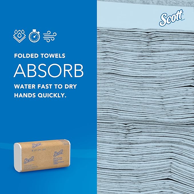 Scott Professional Universal Multifold Paper Towels, Bulk (03650), Absorbency Pockets, White, 9.2"x9.4" Towel, Compressed, Compact (Pack of 12)