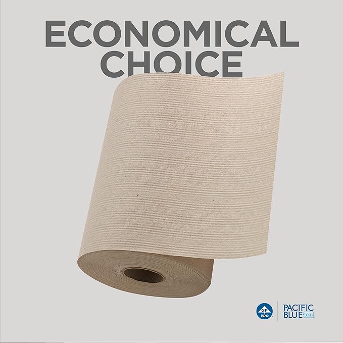 Georgia-Pacific Pacific Blue Basic Recycled Paper Towel Roll (Previously Branded Envision) by GP PRO (Georgia-Pacific), Brown, 26401, 350 Feet Per Roll, 12 Rolls Per Case