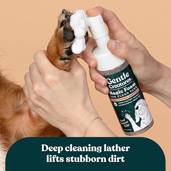 Gentle Creatures Magic Foam Paw Cleaner Bundle – Waterless Scrubber with Silicone Brush + Refill | Fragrance-Free, Sulfate-Free, Safe for Dogs & Cats